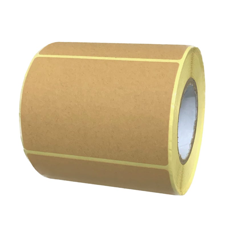 TownStix 300 Pack, 3" x 2" Kraft Brown Natural Labels Stickers Roll - Image 1